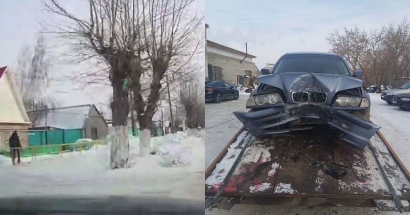Машина против дерева: водитель BMW из Казахстана снял эффектное видео