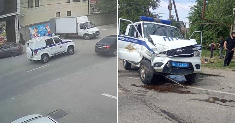 Авария дня. Полицейская машина попала в ДТП в Дагестане