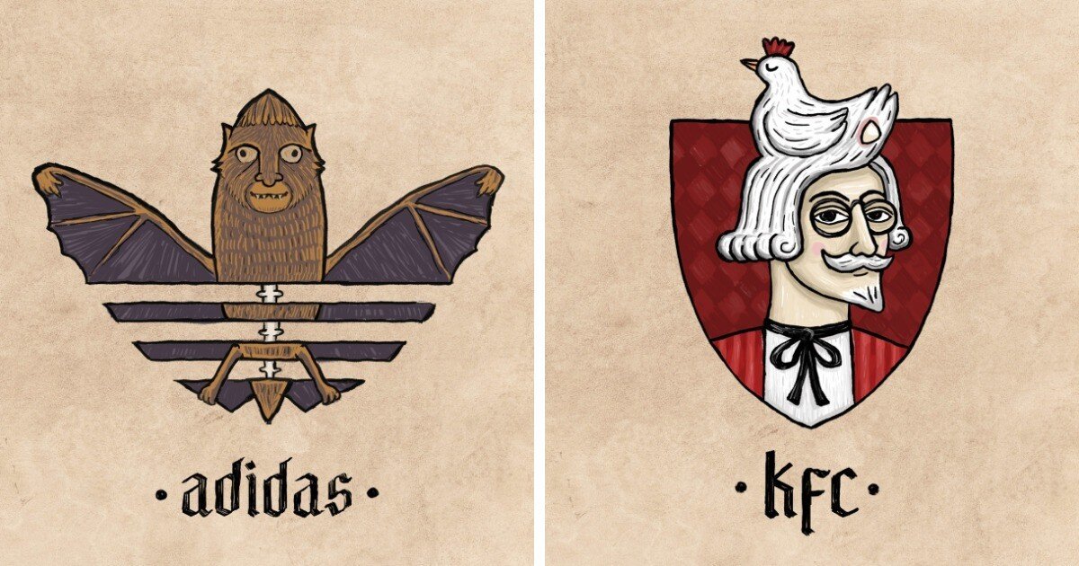 Как могли бы выглядеть логотипы известных компаний, если бы их рисовали художники в Средневековье