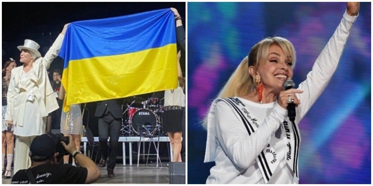 Лайма Вайкуле выступила в Литве, размахивая флагом Украины