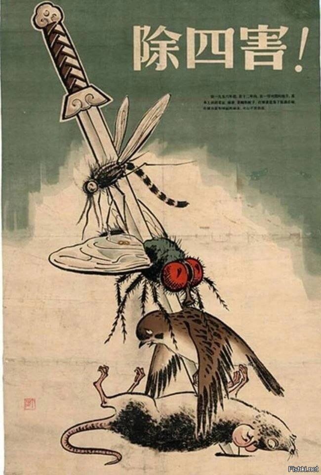 Четыpe внyтренних вpaгa китaйcкой peволюции, 1958 год