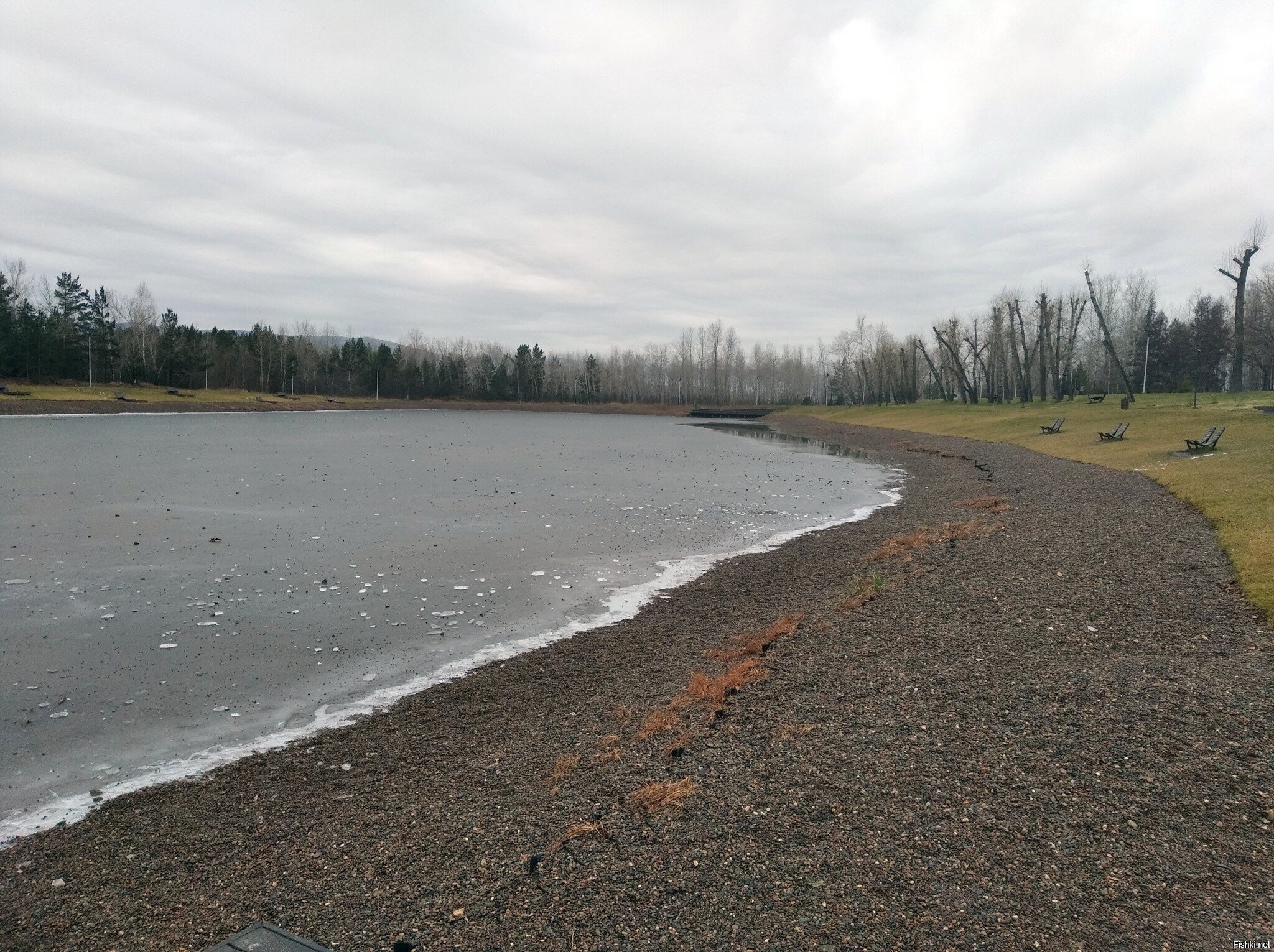 пруды закрываются льдом, народ испытывает его на крепость