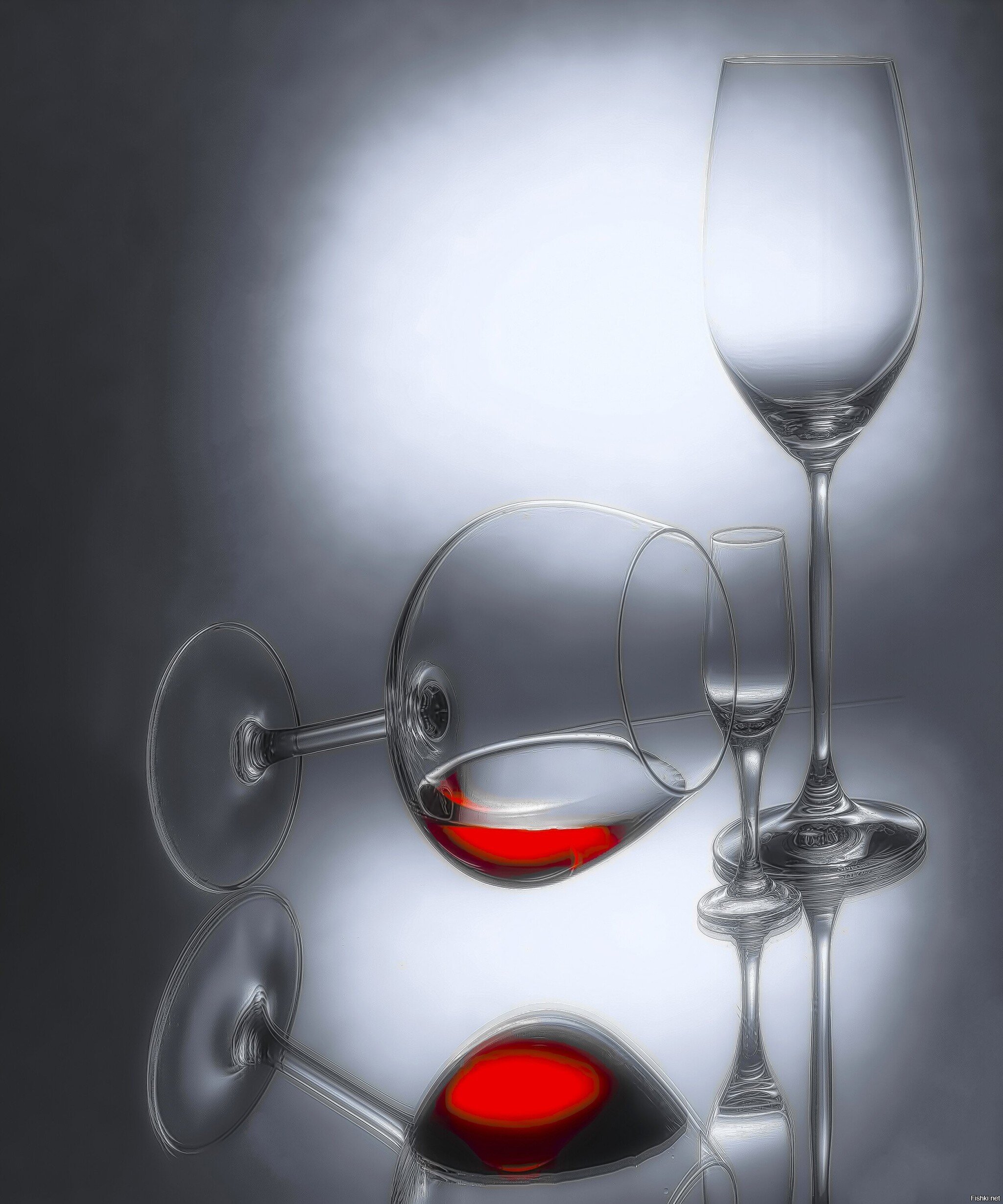 В процессе пития красного вина поставил натюрморт