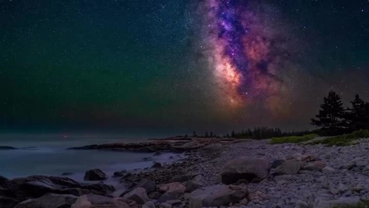 Млечный Путь над национальным парком Акадия