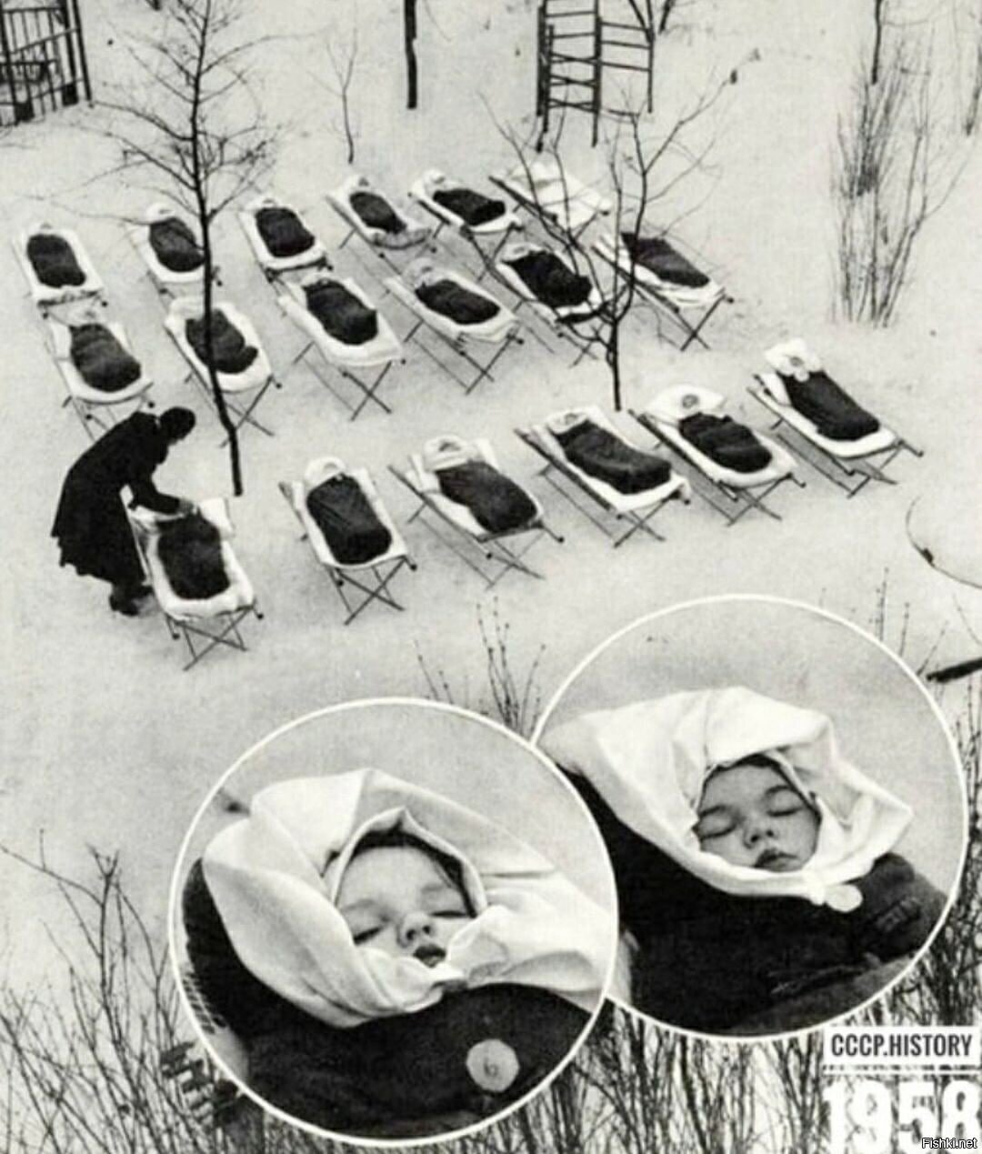 Xopoшo спитcя малышaм нa воздуxe в лёгкий морозец