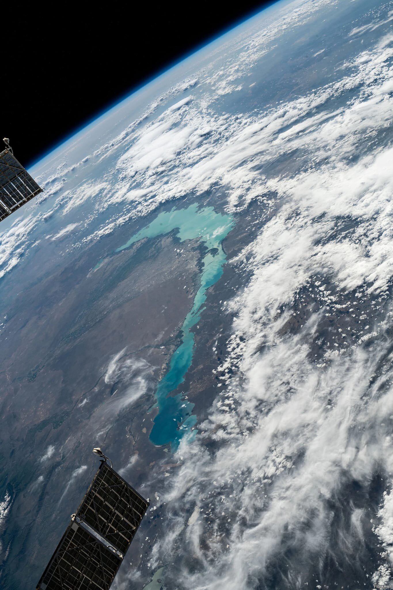 Вид с МКС на озеро Балхаш