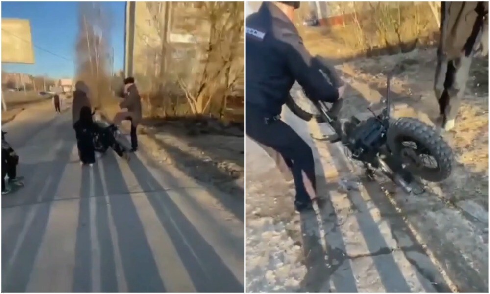 Полицейский психанул из-за малолеток на питбайке