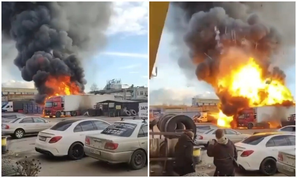 Взрыв газового баллона в грузовике