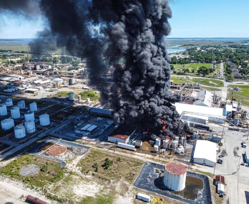 Пожар на заводе. США