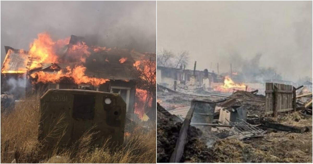 Девять домов в Забайкалье загорелись из-за степного пожара