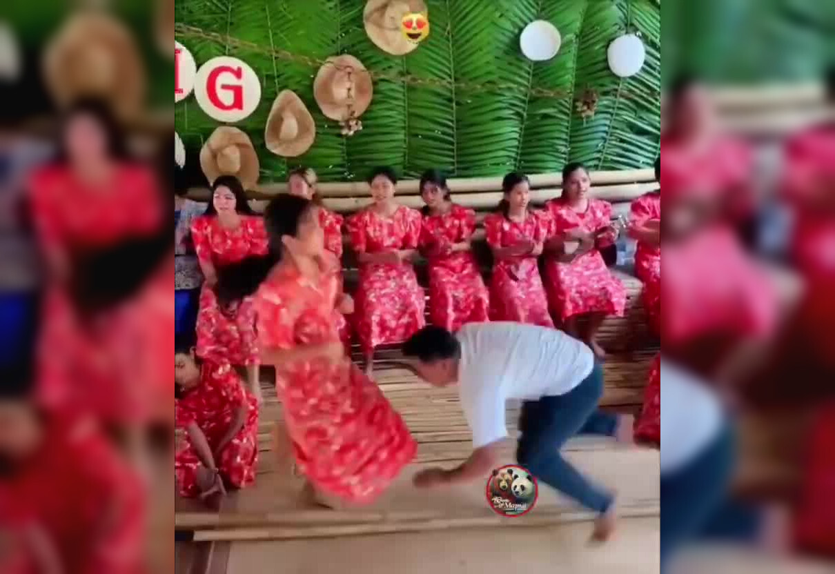 Необычный филиппинский парный танец между бамбуковых стеблей