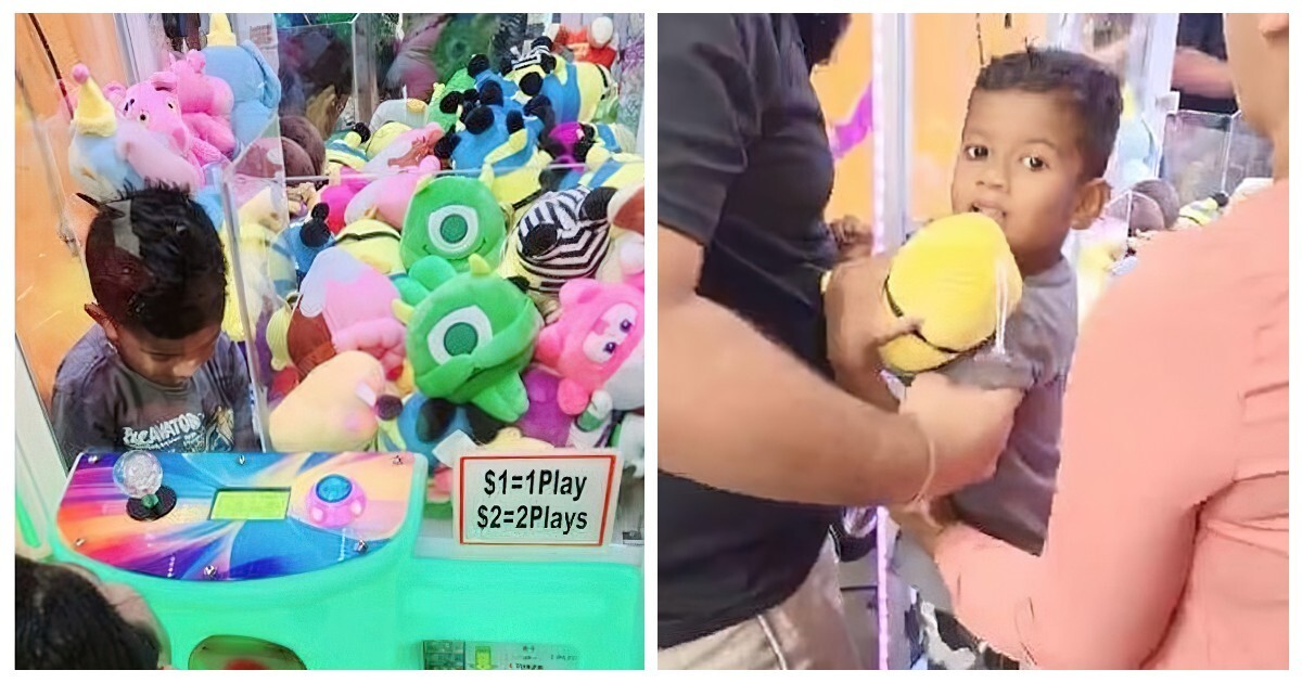 Трехлетний сорванец забрался в автомат с мягкими игрушками