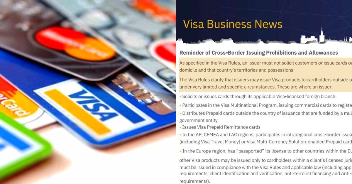 Появилась информация, что Visa запретила банкам приграничных стран выдавать россиянам карты