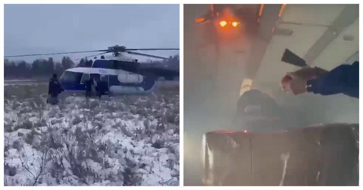 «Вылазь, тебе говорю»: пожар на борту вертолёта «Газпрома» попал на видео