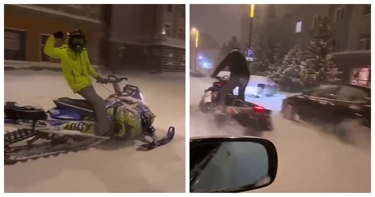 В Красноярске лихие блогеры устроили гонки на снегоходах и ими уже заинтересовалась полиция