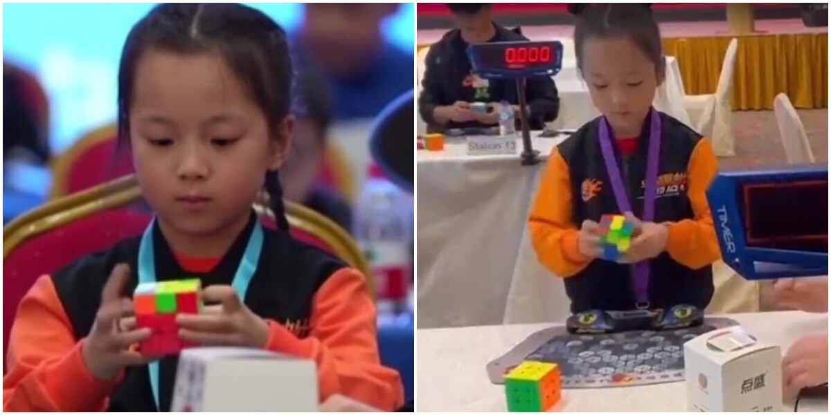 6-летняя девочка побила рекорд по сборке кубика Рубика