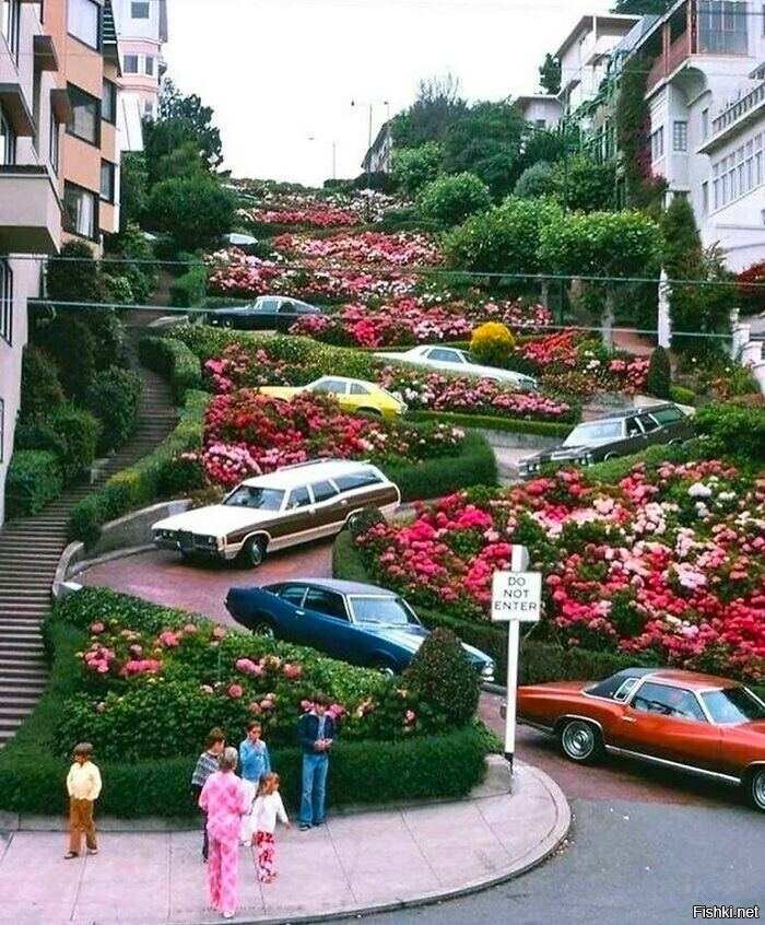 Ломбард-стрит в Сан-Франциско, Калифорния, 1975 год