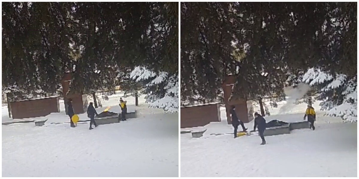 Школьники в&nbsp;Ставропольском крае забросали снежками вечный огонь и сбежали, когда он потух