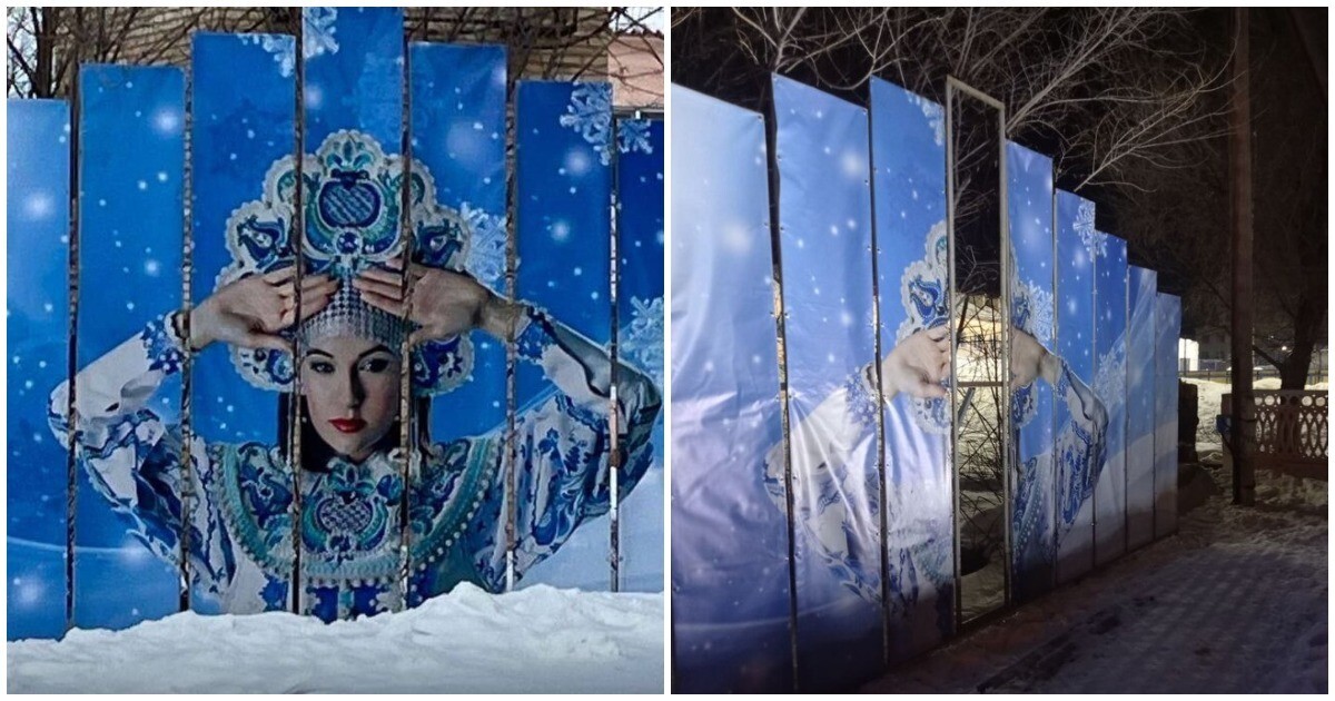 В российском селе разместили арт-объект с порнозвездой Сашей Грей в образе Снегурочки