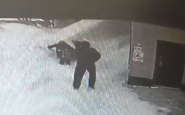 Пласт снега упал с крыши и засыпал двух мужчин с ребёнком