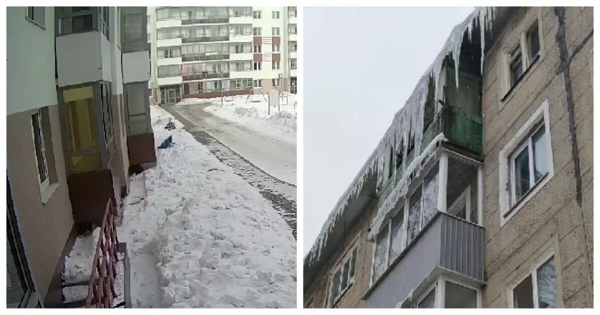 Падение льда с крыши на 3-летнего мальчика в Екатеринбурге попало на видео