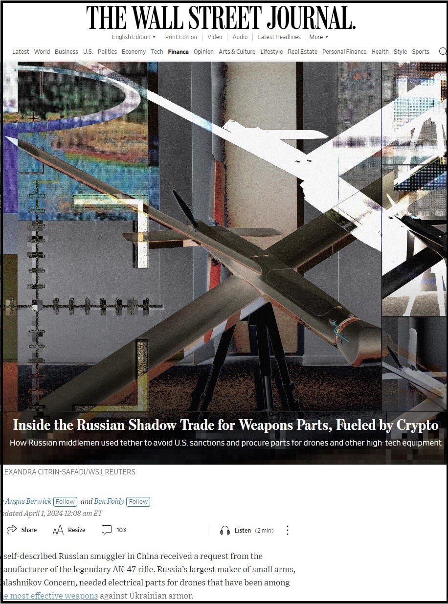 WSJ: «Криптовалюты подпитывают российскую теневую торговлю комплектующими для оружия»
