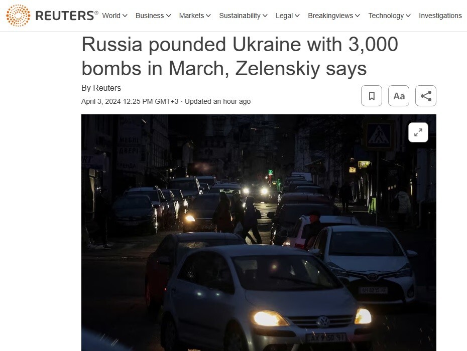 Reuters: Зеленский жалуется на количество ударов по Украине