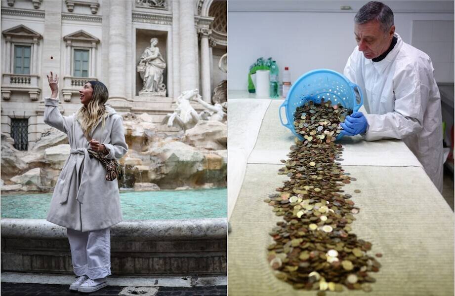 14 интересных снимков о том, куда отправляются монеты из главного фонтана Рима
