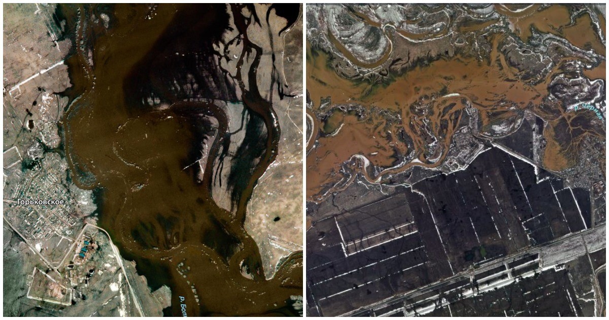 "Роскосмос" показал снимки затопленных районов Оренбургской области из космоса