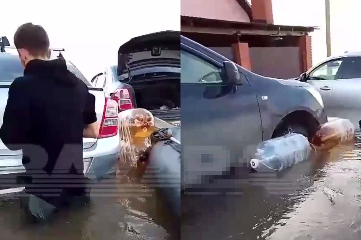 Жители Оренбургской области спасли машину от затопления с помощью бутылок от пива