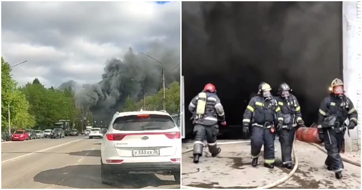 Крупный пожар произошёл на заводе в Воронеже