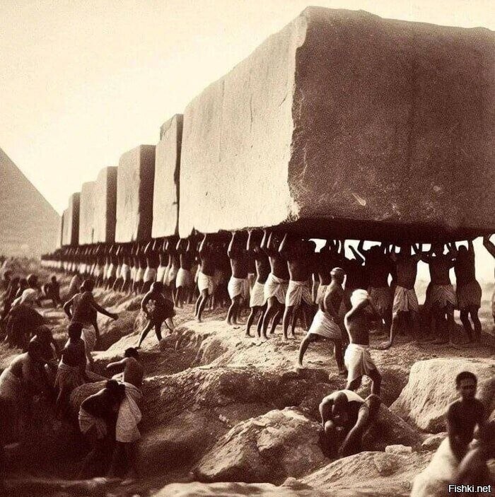 Редкая фотография, сделанная во время строительства Египетских пирамид