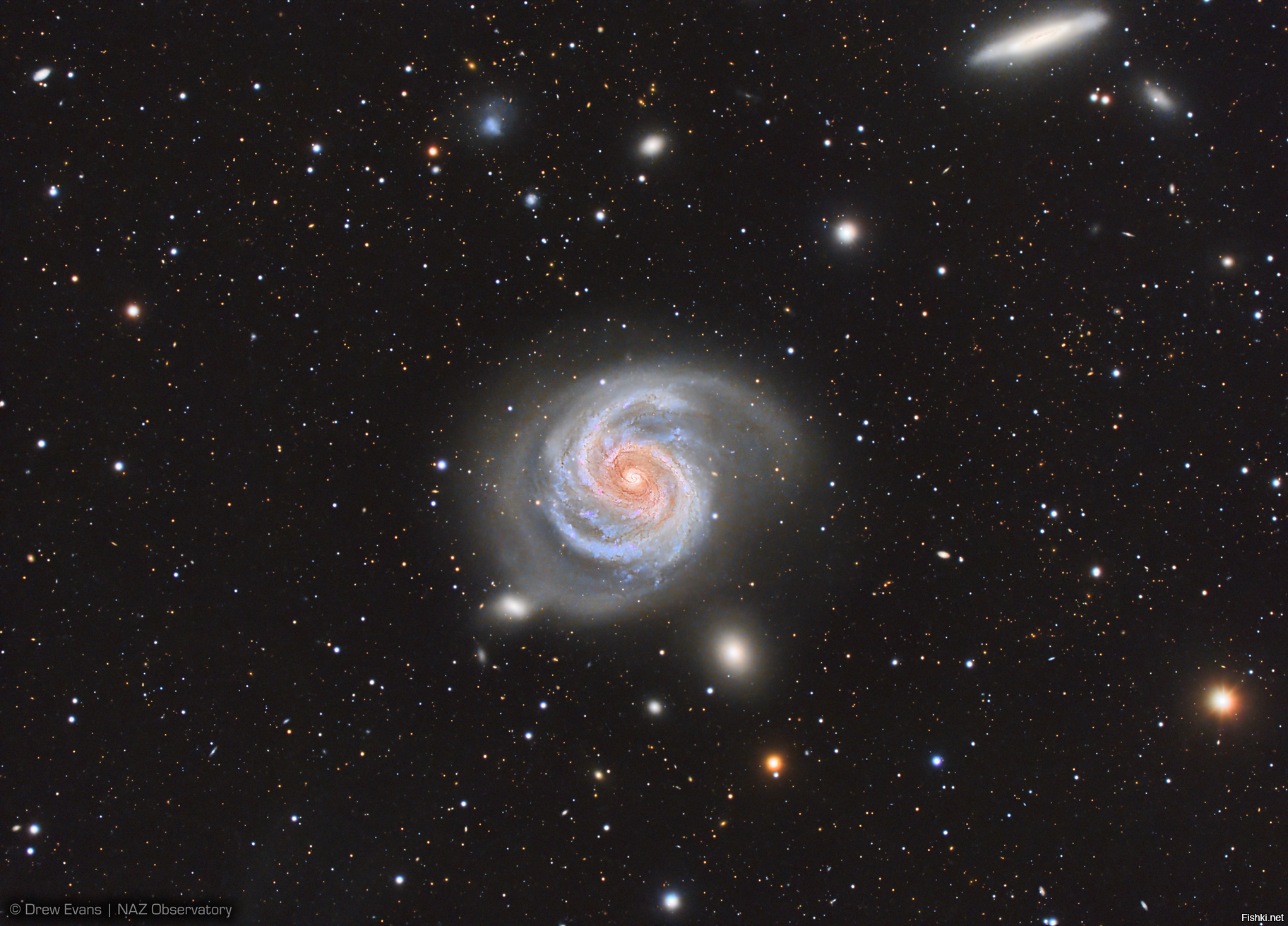 Великолепная огромная галактика M100 обладает регулярным глобальным спиральны...
