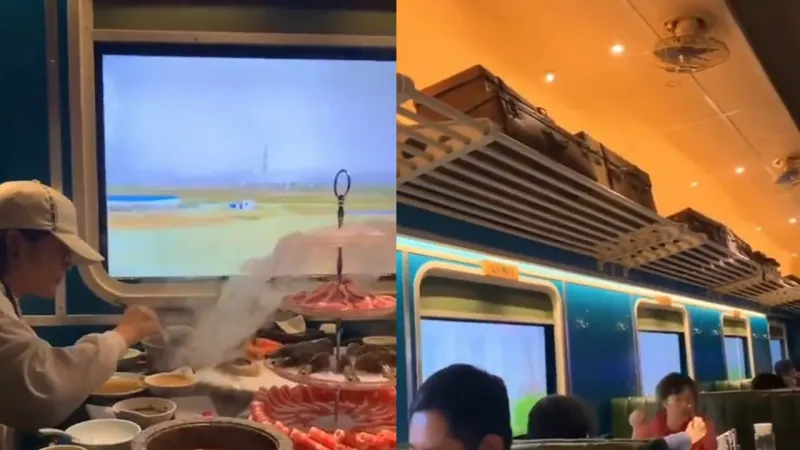 Китайский ресторан, имитирующий вагон поезда&nbsp;