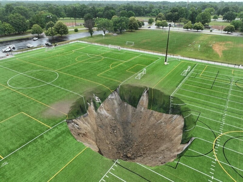 В США часть футбольного поля ушла под землю