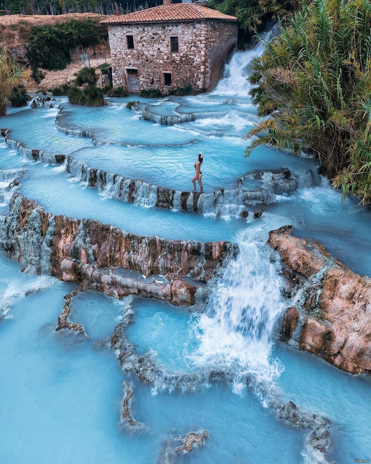 Источник горячей минеральной воды, Тоскана, Италия, ванны, Terme di Saturnia