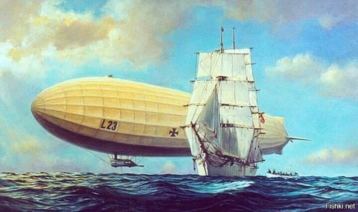 Германский дирижабль L -23 захватывает 23 апреля 1917 года в Северном море но...