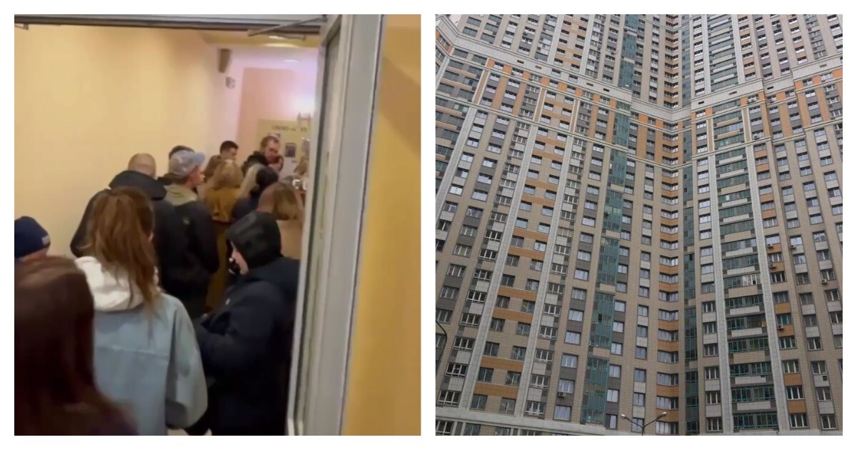 Жители дома в Москве стоят в огромных очередях, чтобы воспользоваться лифтом