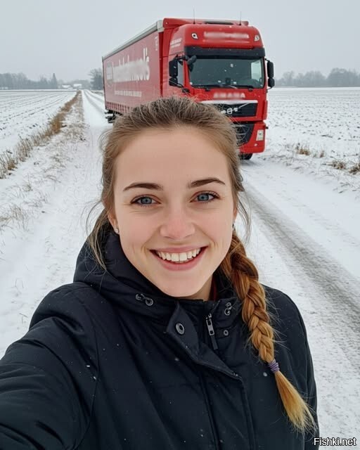 Симпатичная водитель фуры
