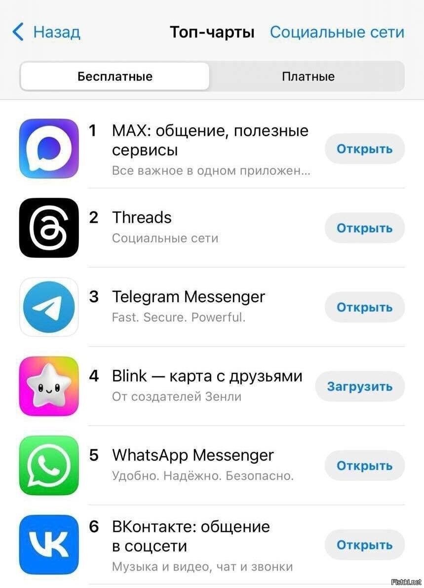 Мессенджер МАХ возглавил раздел «Социальные сети» в российском AppStore