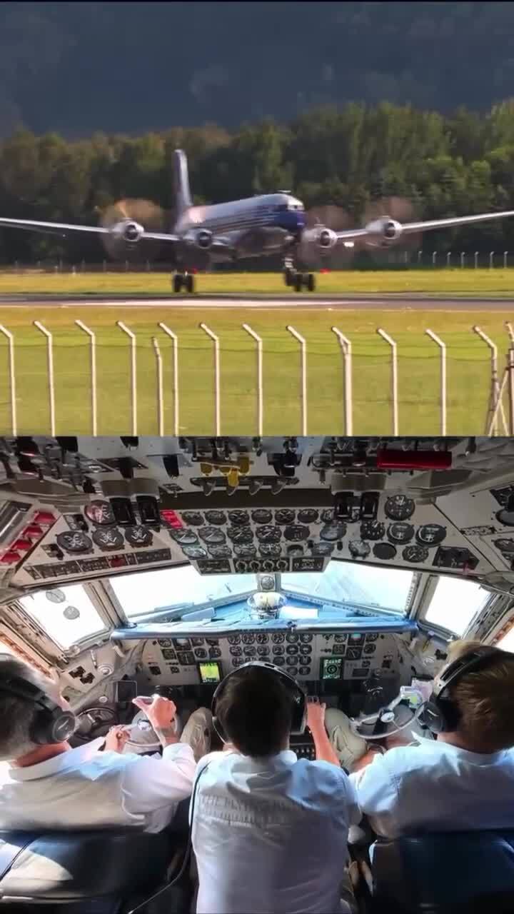 Мягкая посадка DC-6 в Зальцбурге, над которой старались сразу 3 пилота