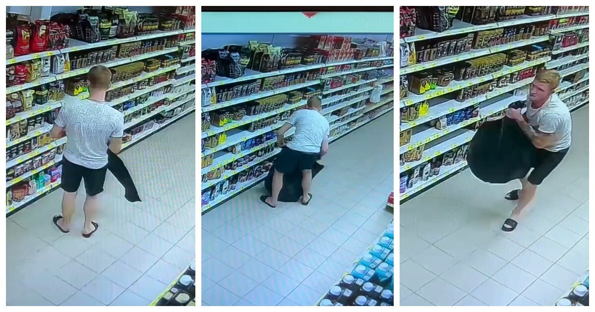Парень с мусорным пакетом ограбил магазин