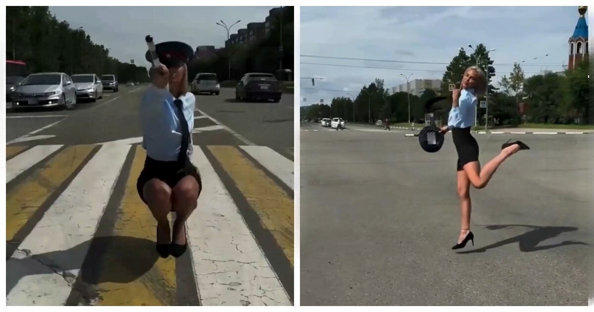 В Хабаровском крае девушка-регулировщица устроила на дороге шоу