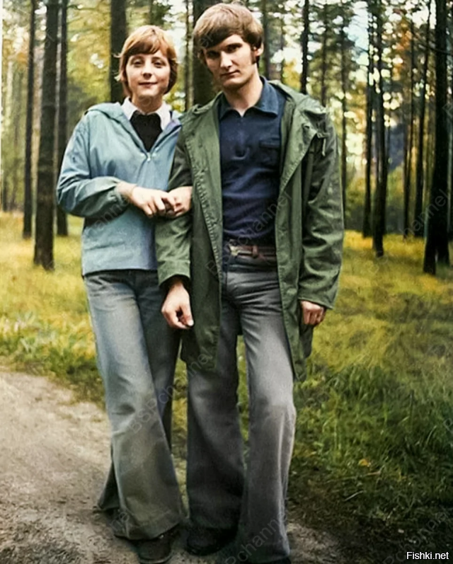 Юная Ангела Меркель и ее первый муж Ульрих Меркель, 1975 год