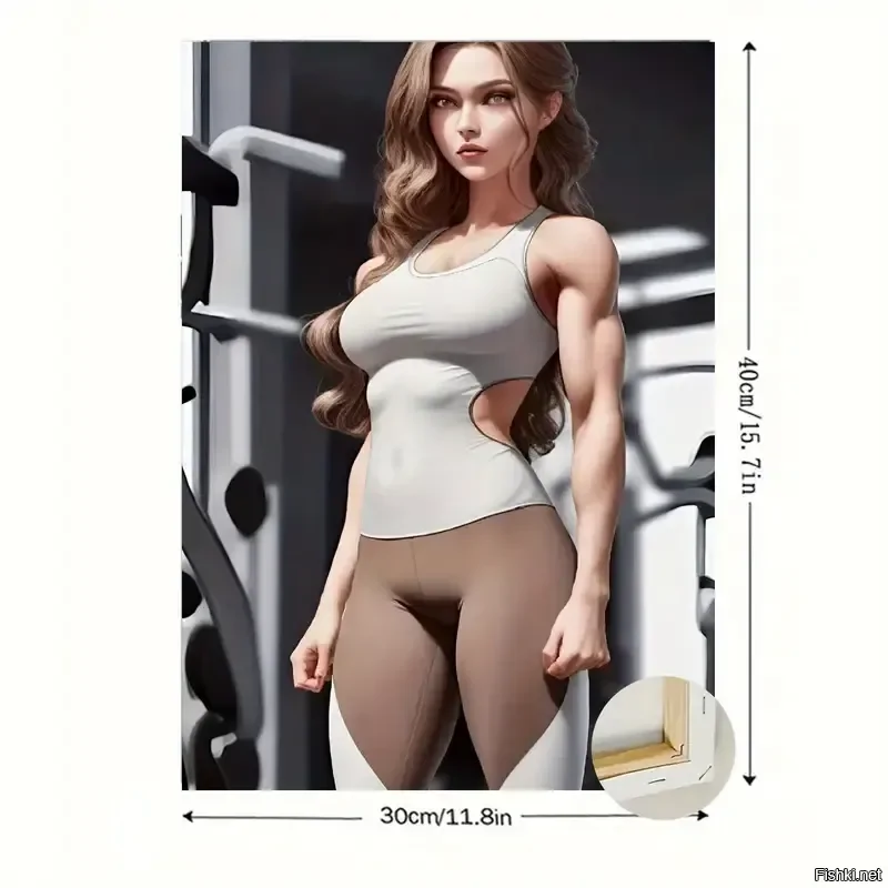 Яркая Спортивная Женщина на Деревянной Рамке - 2D Плоский Картина, Высокая Че...