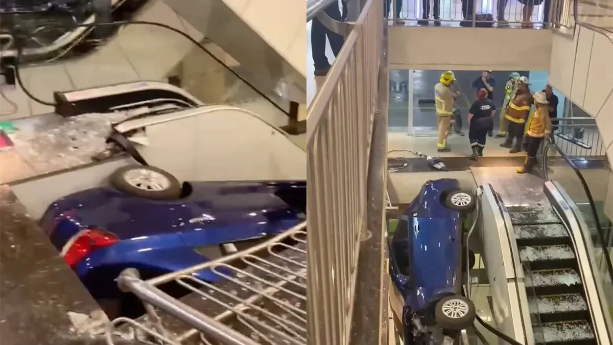 Прямая дорога в ТЦ: автоледи в Парагвае въехала на эскалатор