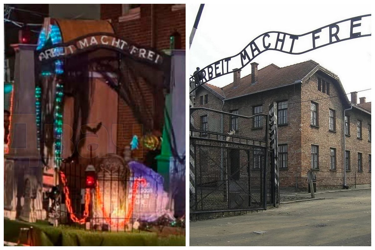 Католическая школа в Пенсильвании отметила Хэллоуин, использовав для оформления копию ворот в Аушвиц