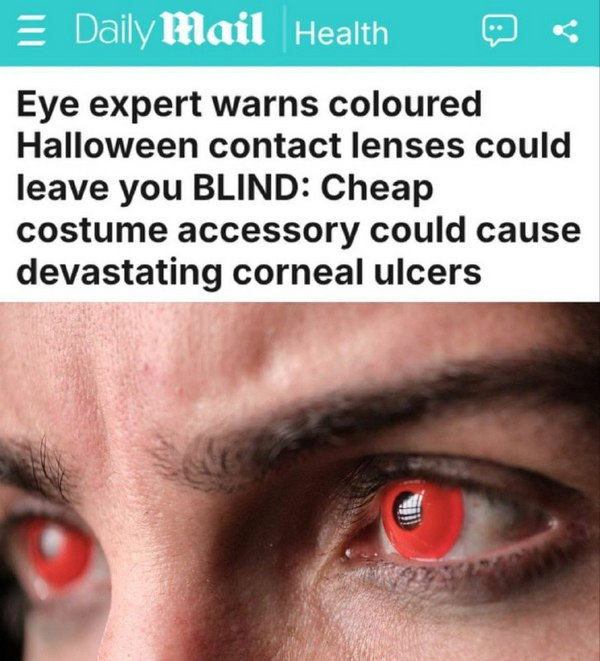 «Цветные контактные линзы могут оставить вас слепыми»