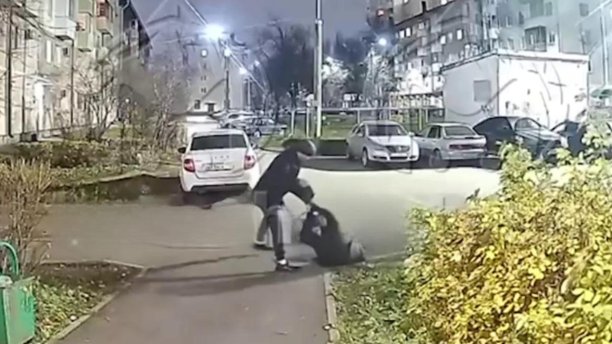 Попытка ограбления женщины в Уфе попала на видео