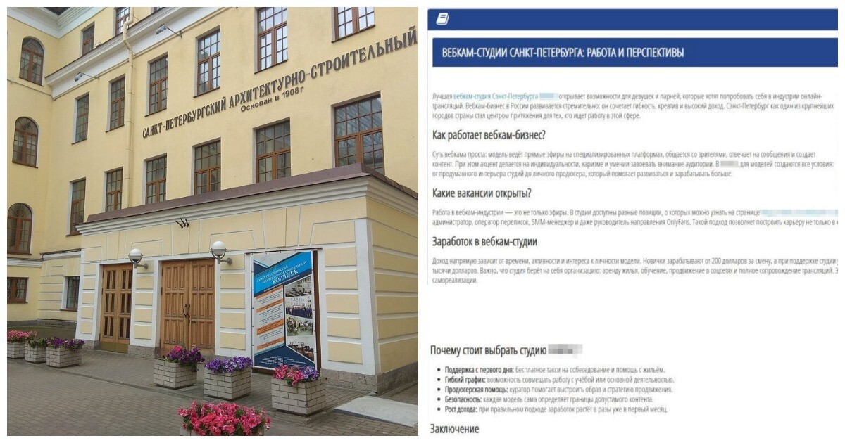 Петербургский колледж заподозрили в рекламе вебкам-студии
